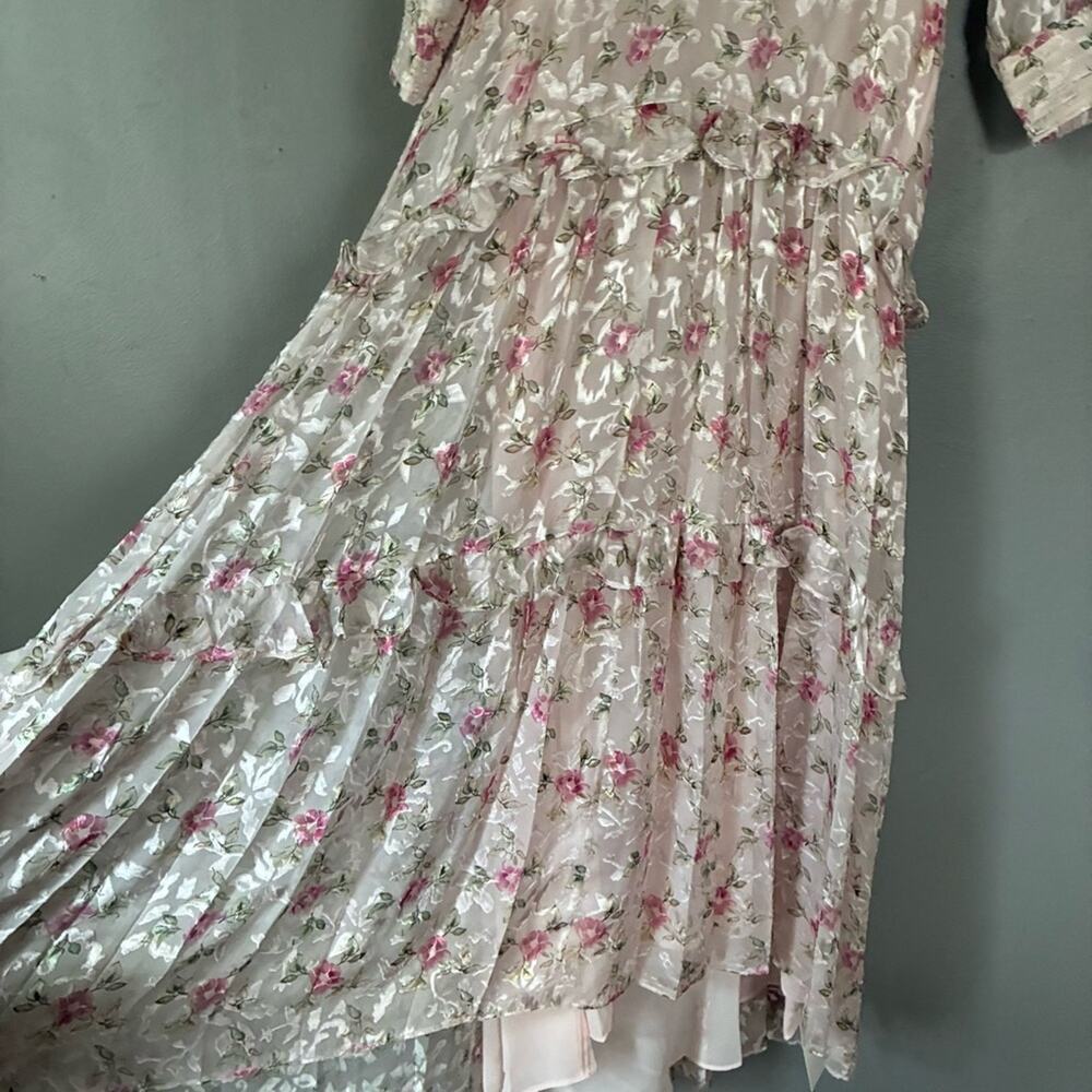 LOVESHACKFANCY Coquette Midi Dress | Lorencia Dress Silk Feminine Romantic  0/XS - Picture 8 of 13
